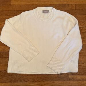 Everlane boxy white cotton crew neck sweater M
